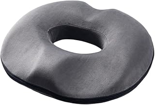 Surwin Donut Cushion Comfort Hemorrhoids Pillow Memory Foam Office Chair Cushions Pressure Sore Cushion, Pain Pressure Relief Cushions for Pregnancy, Coccyx, Post Natal (One size,women's grey)