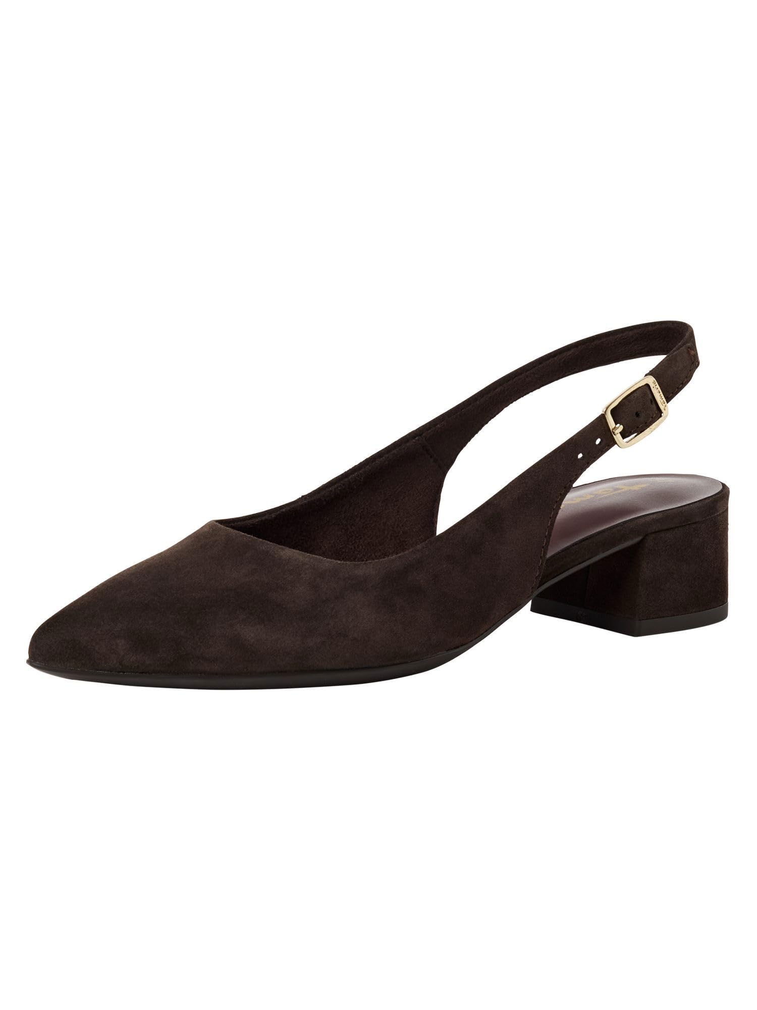Tamaris Women's slingback pump with block heel Leather brown 3.5 UK