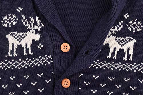 Zoerea Toddler Unisex Baby Button-Up Cotton Coat Deer Christmas Cardigan Sweater (Label 90/Age 18-24 Months, Navy) #TOP6
