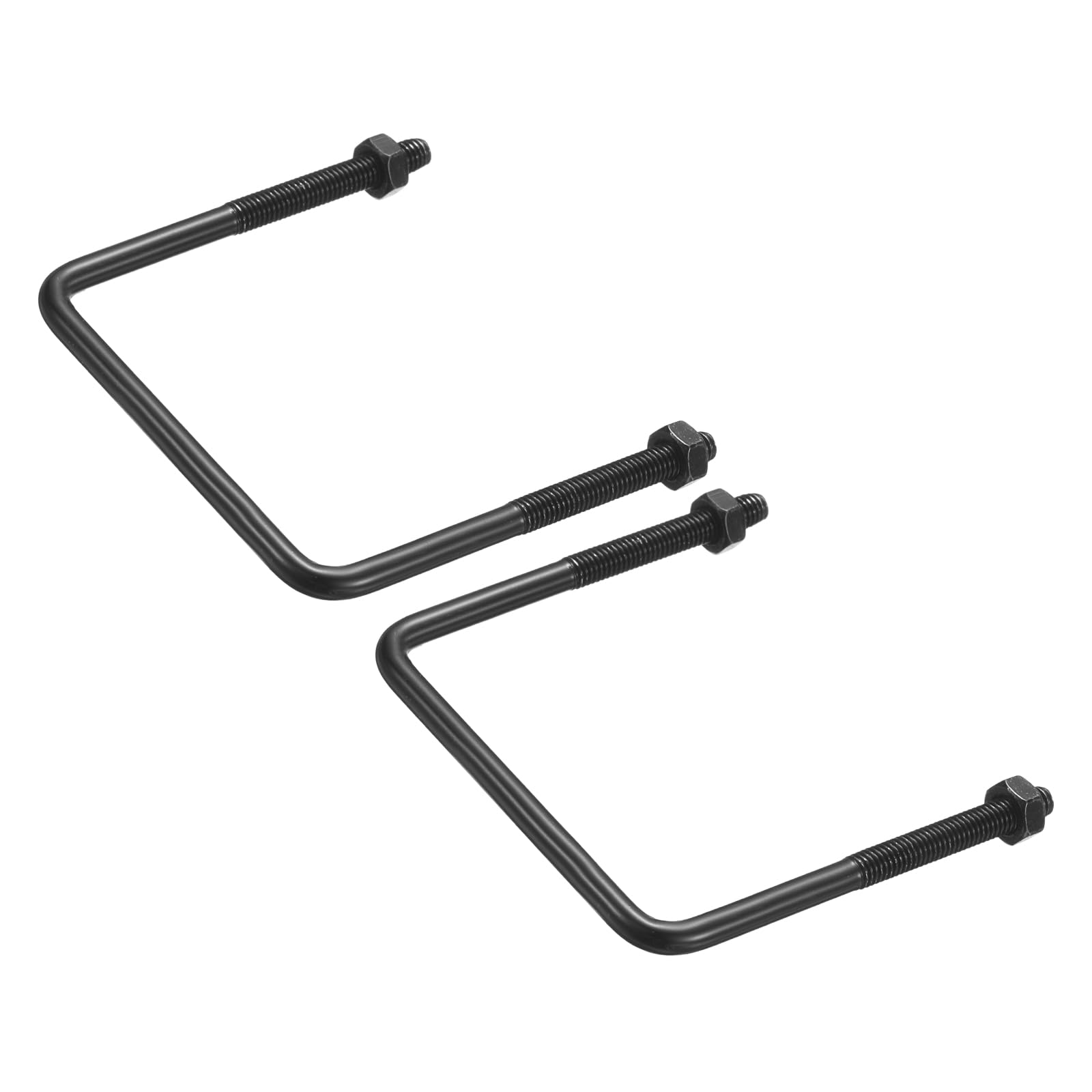 sourcing map 2 Sets M6 Square U-Bolts, 70mm (2.76") Inner Width 80mm (3.15") Length 304 Stainless Steel U-Clamp Bolt Electroplated with Nuts for Automobile, Trailer, Boat Trail, Black