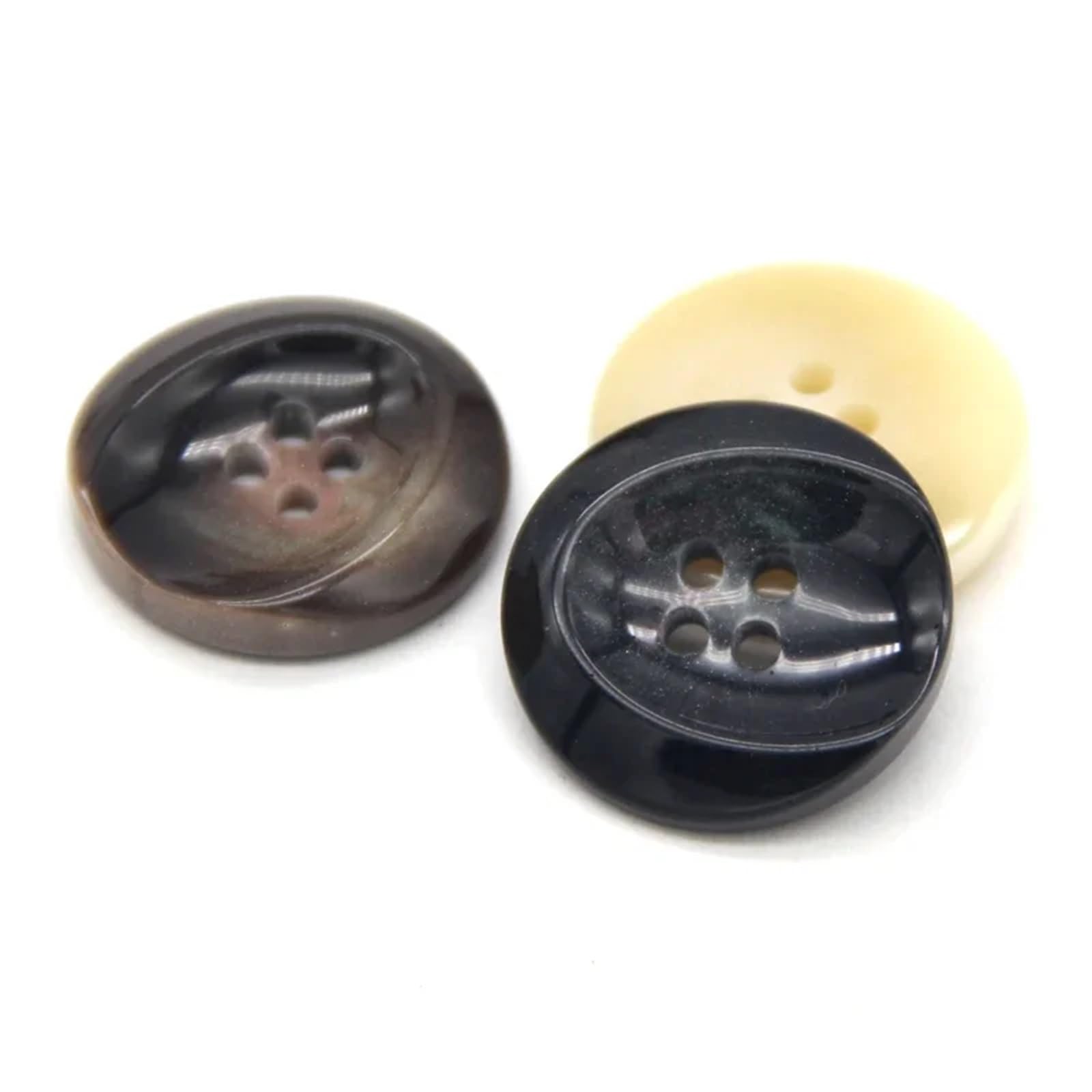 bottoni, Bottoni in corno di resina Beige Nero Marrone 15-30 mm for cucire abbigliamento(Black,25mm 10pcs)