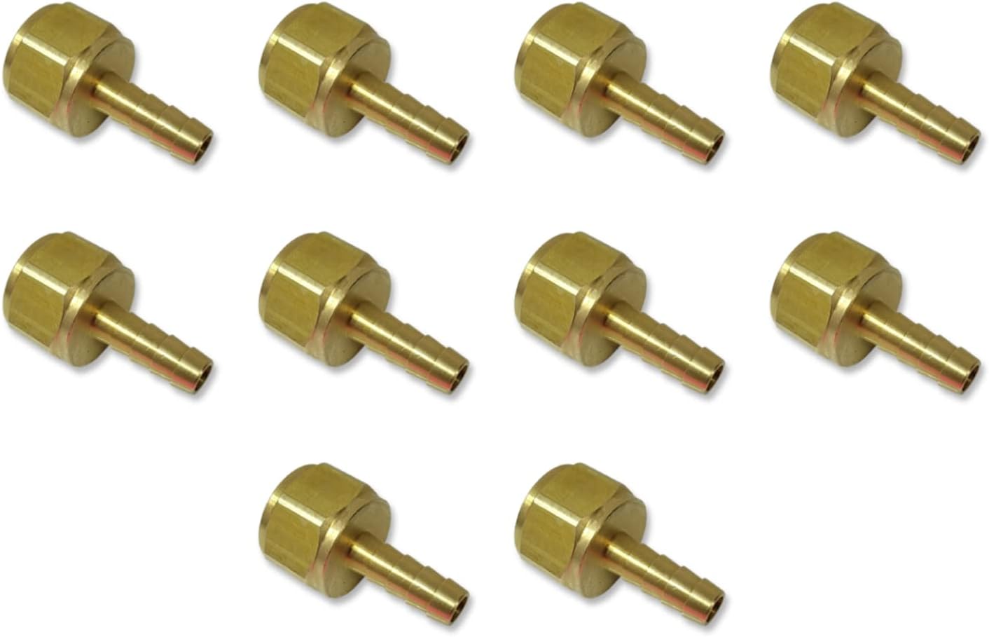 5/16 Hose ID to 1/2 Female NPT FNPT Straight Brass Fitting Fuel / AIR / Water / Oil / Gas / WOG (Qty 10)