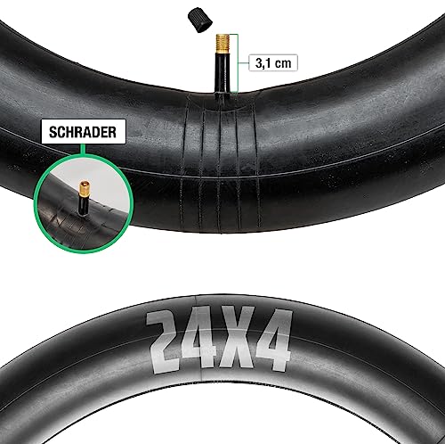 MOOVMOOV 24x4.0 Inner Tubes - Pack of 2 - Fat Bike & MTB Wide Tyres - Schrader Valve - ETRTO 98-507/100-507/102-507 - 24-Inch Fat Wheel - Image 4