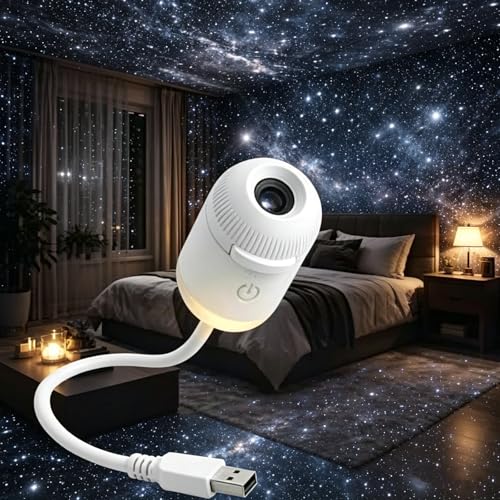 Genérico 2 in 1 Galaxy Projector Night Light, Mini Galaxy Projector, USB Portable Starry Sky, Adjustable Brightness 360° Rotating Design and LED Mini Night Light for Car,Room Decor (1)