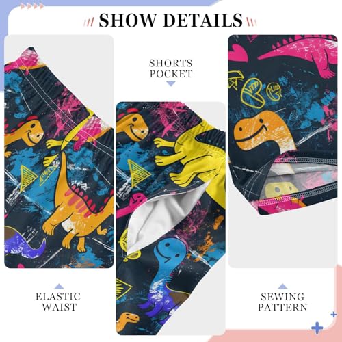 ALAZA Colorful Dinosaurs with Hearts Pajamas Bottoms with Pockets Comfy Pjs Sleepwear Elastic Waistband Pajamas Pants Lounge Pants for 6-14 Years4