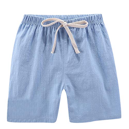 Linen Shorts for Toddler Boys Summer Elastic Waisted Boys Athletic Shorts with Drawstring Solid Pull-On Jogger Pants