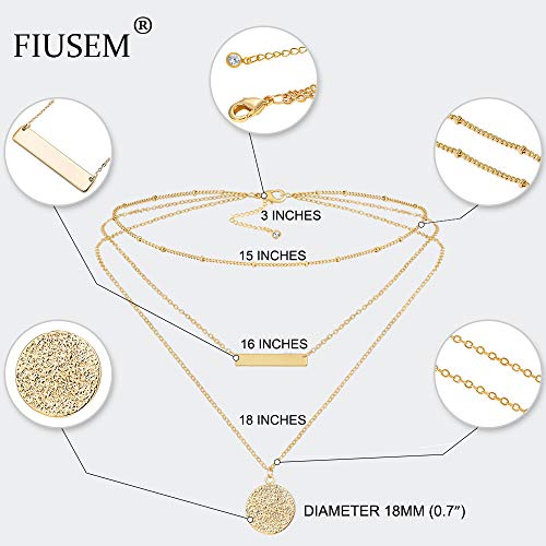 Fiusem Gold Layered Necklaces for Women, Dainty 14K Gold Plated Pendant Necklace and Choker Necklaces for Women4