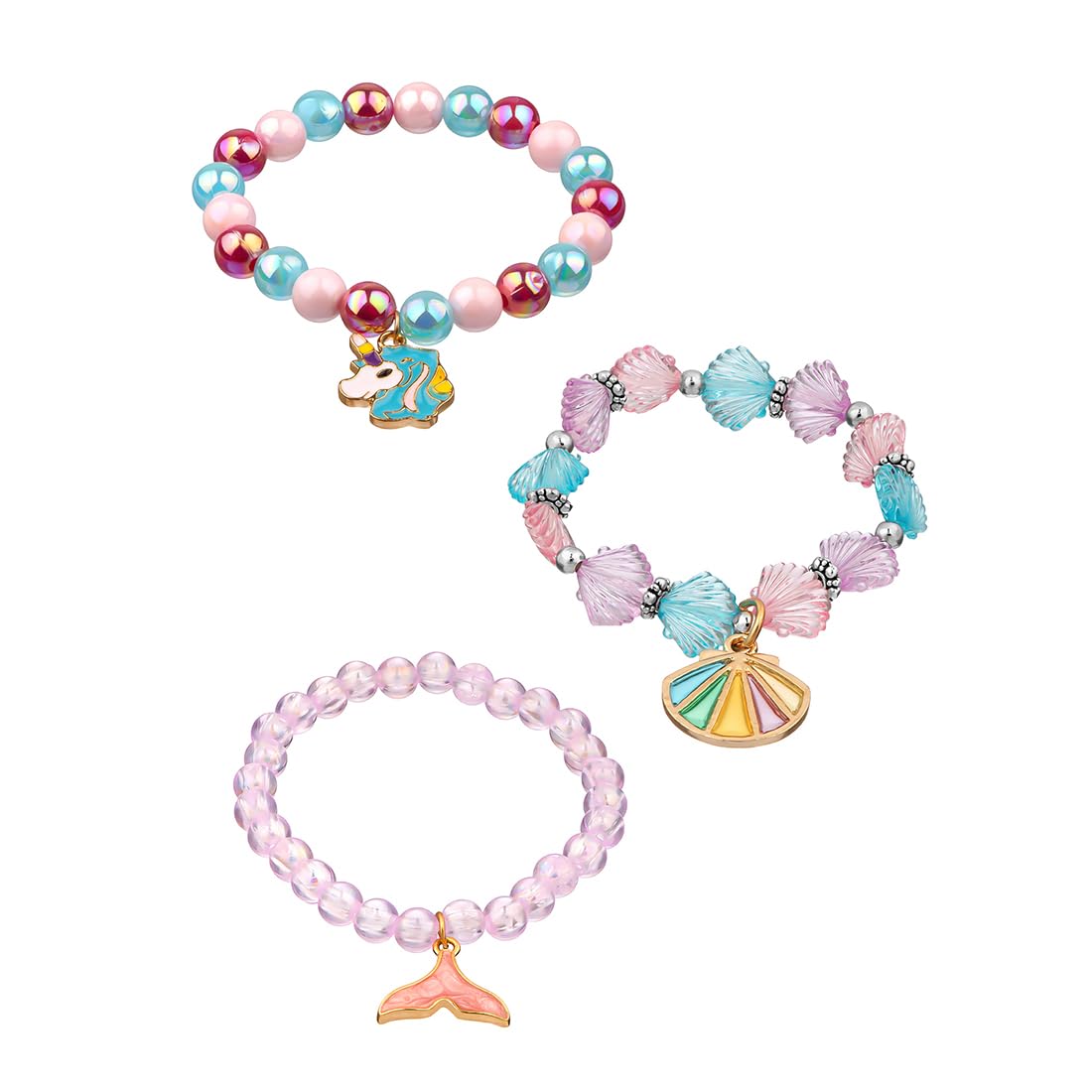 3pcs Charm Beads Bracelet Combo for Girls Birthday
