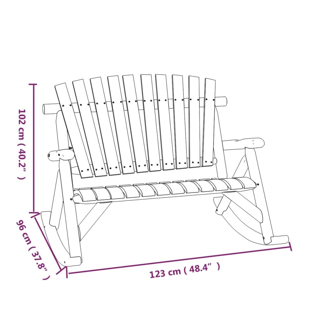 vidaXL Banco Mecedora de jardín de 2 plazas Madera Abeto 123x96x102 cm, Banco Mecedora de Madera, Banco Mecedora de Exterior, Banco Mecedora Porche