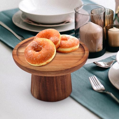 Plateau à gâteau sur pied marron pour présentation de desserts et fruits - 7