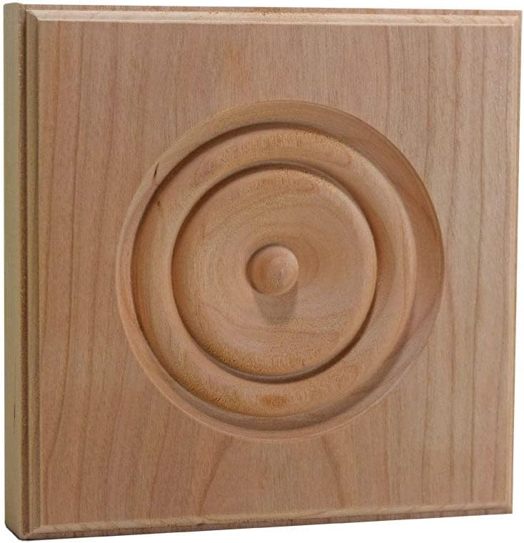 Miniatura 4 de Bloque de roseta de esquina de madera dura de 1" x 5-12" cuadrado EWAP90, roble rojo