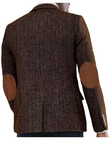 Men's Herringbone Casual Blazer Elbow Patch Fashion Sport Coats Single Breasted Formal Jacket Coat2
