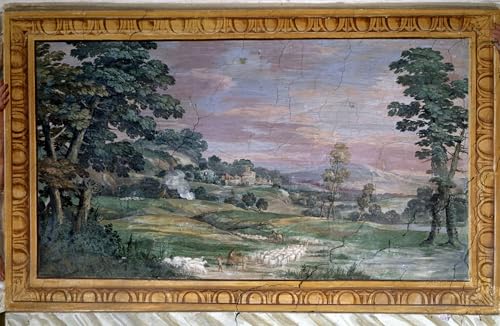 Cuadro pintura murales decor de paisaje en óleo sobre lienzo Pietro Da Cortona de 60x90cm