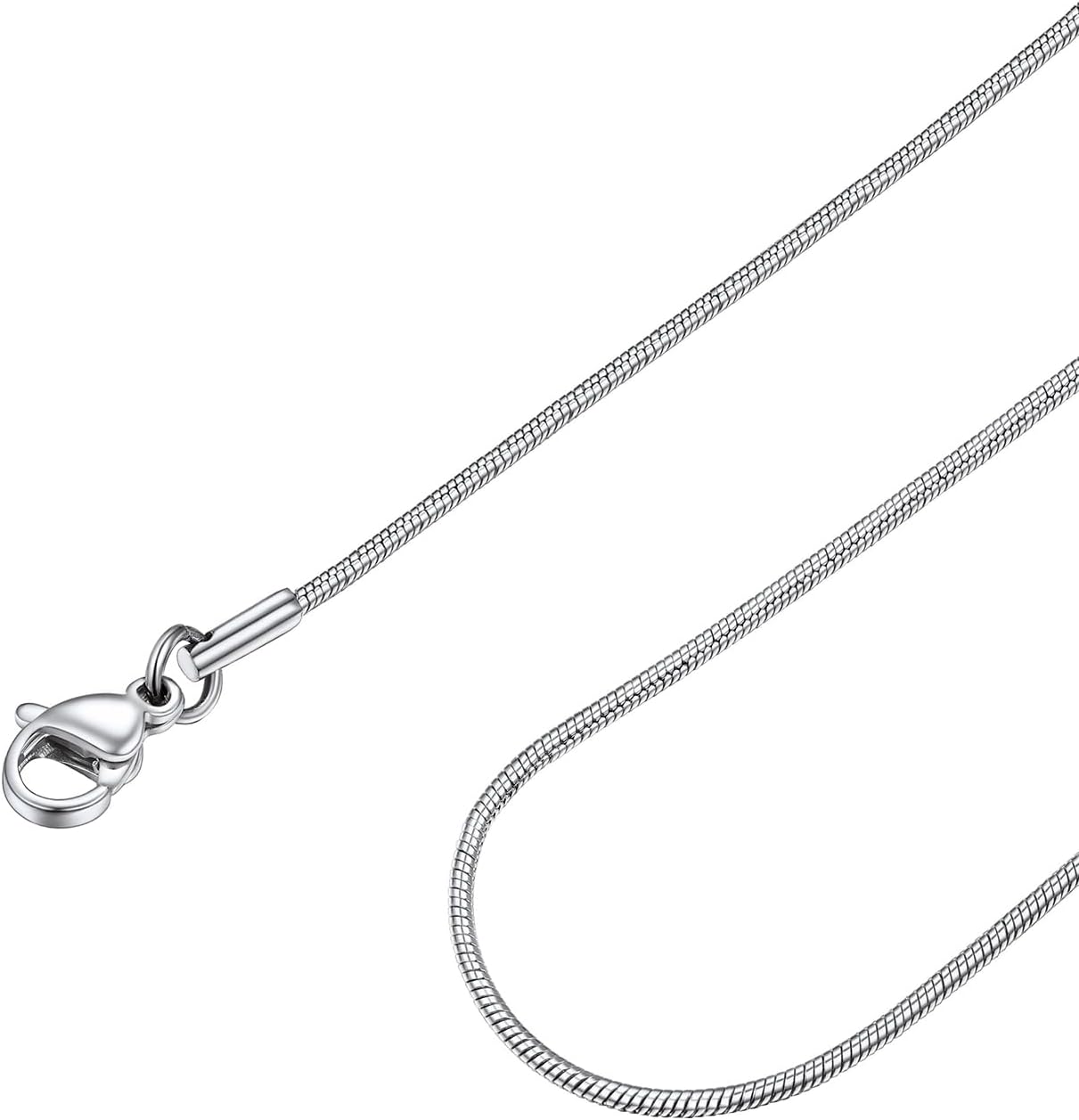 FOCALOOK Snake Chain Necklace Silver 14K Gold Plated Delicate 1mm 1.2mm 1.5mm 2mm Chains for Women, Hypoallergenic Minimalist Sturdy Necklaces Chains in 14 16 18 20 22 24 Inch