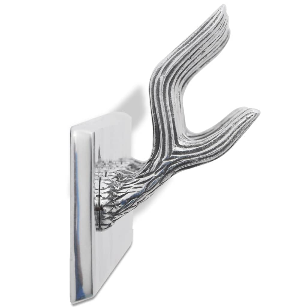 Perchero de aluminio con 6 ganchos para sombrero y corbata, plata pulida, montaje en pared, sistema de montaje invisible, decorativo, práctico, duradero, resistente