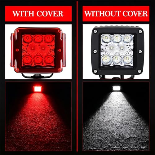 Image of Red LED Pods Covers 2pcs 3x3 LED Cube Light Bars Red Covers