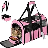 Simpelg Pet Carrier Airline/TSA Approved Small Dogs, Kitten, Carriers for Small Medium Cats Under 15lb, Collapsible Soft Sided Cat Travel Carrier Pink