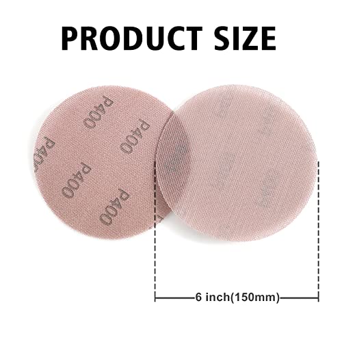Kcmell 20PCS 150mm Mesh Sanding Discs 400 Grit, 6 Inch Hook and Loop Sanding Pads - Image 2