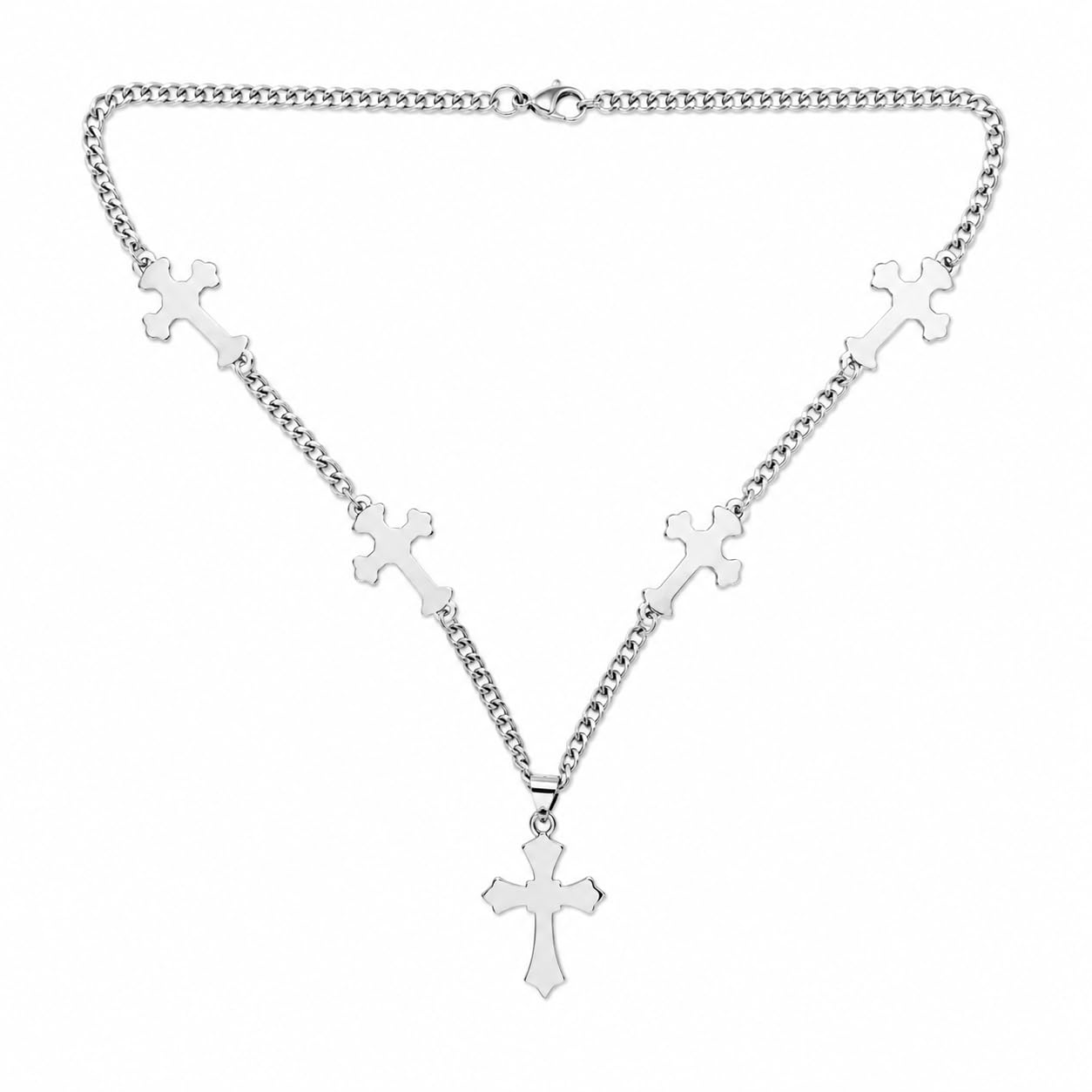 Buy TwoSix Silver Cross Layered Pendant Necklace for Men | Fashion
