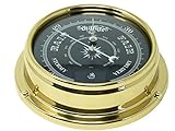 Tabic Prestige Traditional Barometer in Solid Brass with a Jet Black Dial - Analog Weather Station for Home & Outdoor Use - Handmade in England - Heavy Brass Case (1/2kg)
