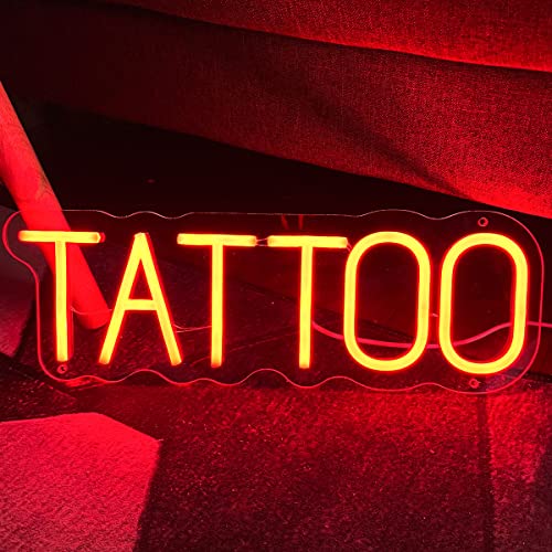 Image of TATTOO Neon Sign For Spa Beauty Room Nail Brows Lashed Salon Studio LED Wall Art Decor For Business Stores Logo Barber Shops Led Word Indoor Custom Neon Lights 5V USB Powered Red 40x13.5cm
