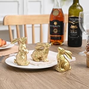 Resin Gold Bunny Decor Rabbit Figurines, Small Easter Bunny Figurine Set of 3, Easter Rabbit Statues for Spring Tabletop Decor Resin Gold Bunny Decor Rabbit Figurines Small Easter Bunny Figurine Set of 3 Easter Rabbit Statues for Spring Tabletop Decor