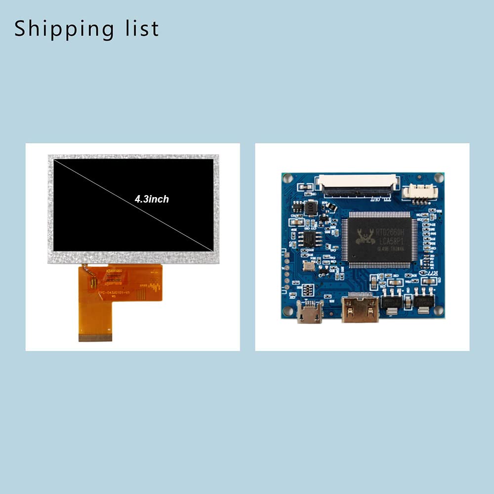 VSDISPLAY 4.3 Zoll 800x480 1000nit IPS LCD Bildschirm und Control Board