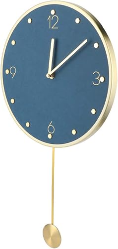Miniatura 3 de Reloj de pared silencioso, elegante reloj de péndulo simple, moderno y duradero para el hogar, sala de estar, sala de estudio, oficina (péndulo azul