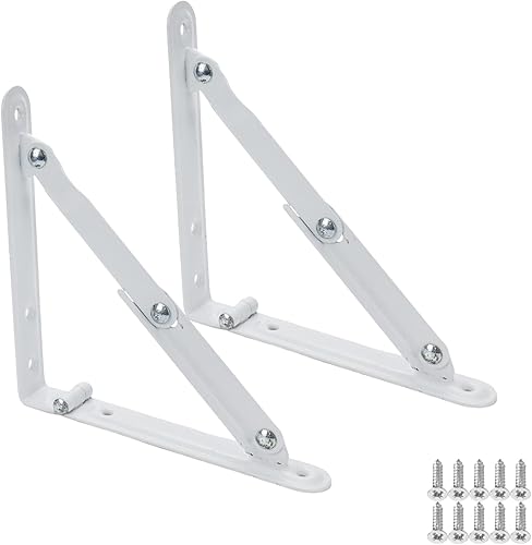 Miniatura 1 de Meprotal 2 soportes plegables de 6 pulgadas soportes de estante plegables de alta resistencia soporte de mesa plegable de metal que soporta soporte