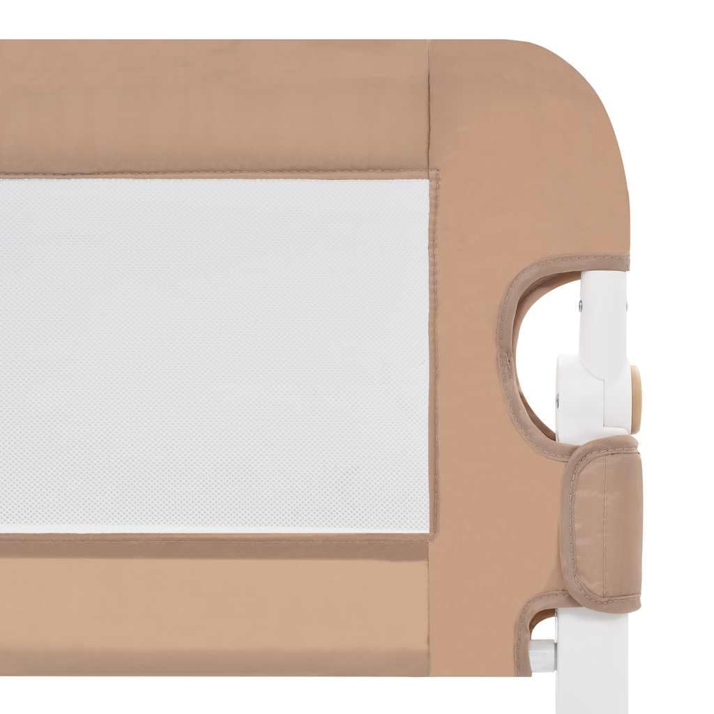Bettschutzgitter für Kleinkinder 180x42 cm, Rausfallschutz für Kinderbett, Klappbares Sicherheitsgitter Taupe, Stabiler Bettgitter-Schutz aus atmungsaktivem Netzgewebe