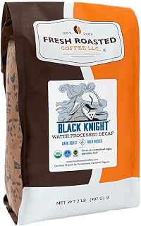 Fresh Roasted Coffee, Organic Black Knight Water-Processed Decaf | USDA Organic, Kosher | Dark Roast 2 lb (32 oz) Whole Bean