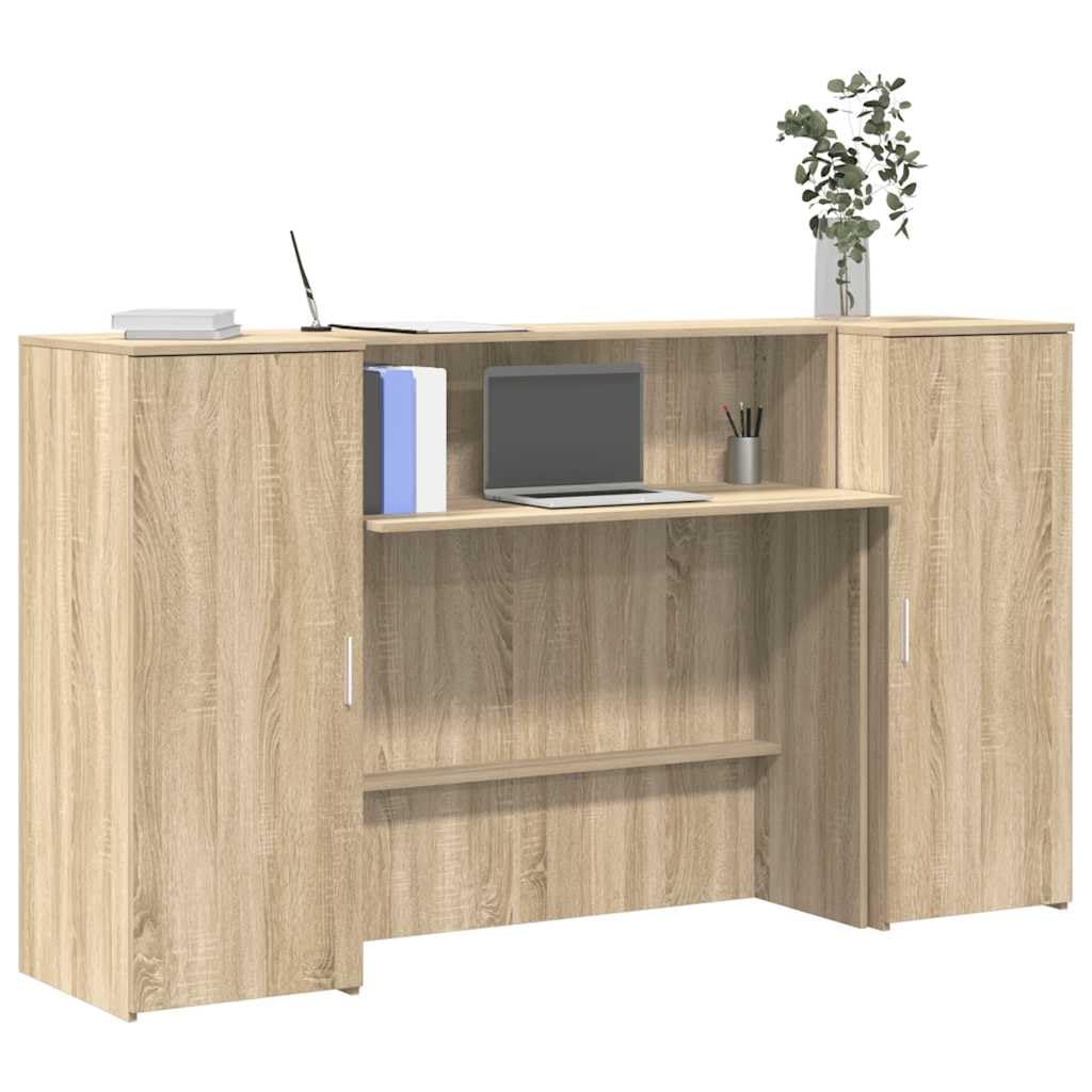 Empfangstheke Sonoma-Eiche 180x50x103,5 cm Holzwerkstoff Set | Dreiteiliger Counter mit viel Stauraum für Büro, Praxis und Salon. Robustes Material in Sonoma-Eichen-Optik.