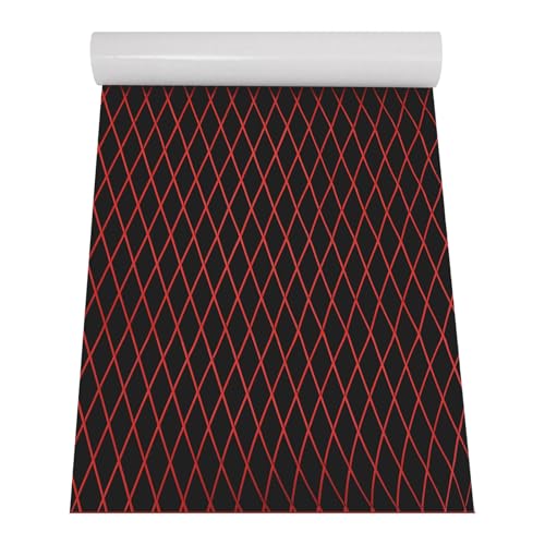 RainWeel Eva Teak Bodenbelag Selbstklebend Schaum Fußboden Decksbelag Boot Bodenmatte rutschfeste Matte für Yacht und Schwimmbäder 240 x 90 cm Rot und Schwarz
