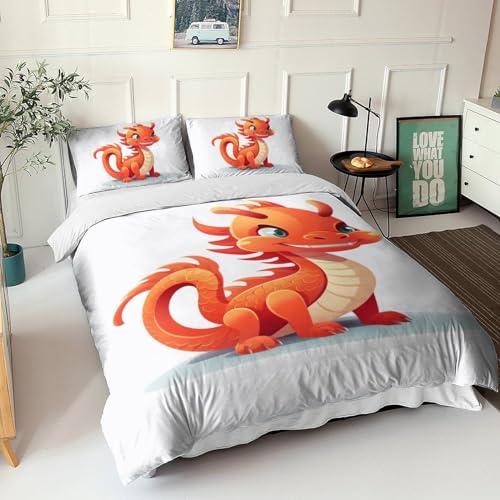 Housse de couette dragon parure de lit 3 pièces impression 3D luxe - 3