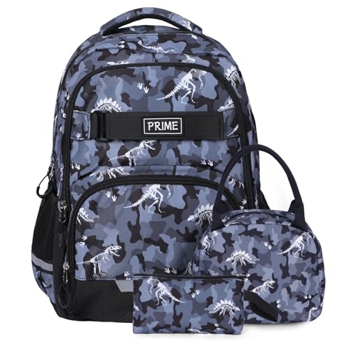 AACXX Kids Dinosaur Backpack Set, School Backpack Toddler Bookbag For School & Travel, with Lunch Box & Pencil Case,3pcs