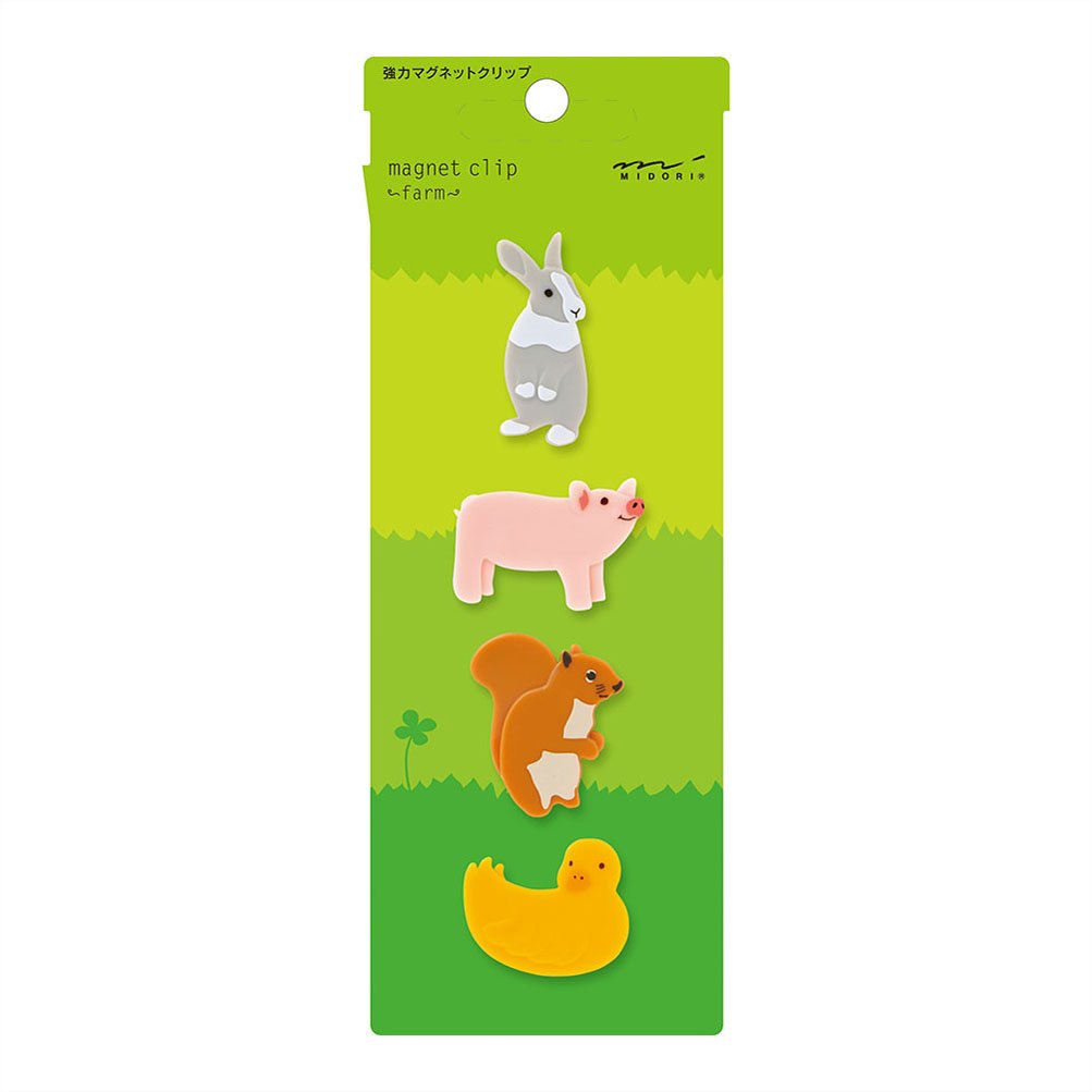 MidoriMagnet Clip, 4 Pieces, Farm Animals (43327006)