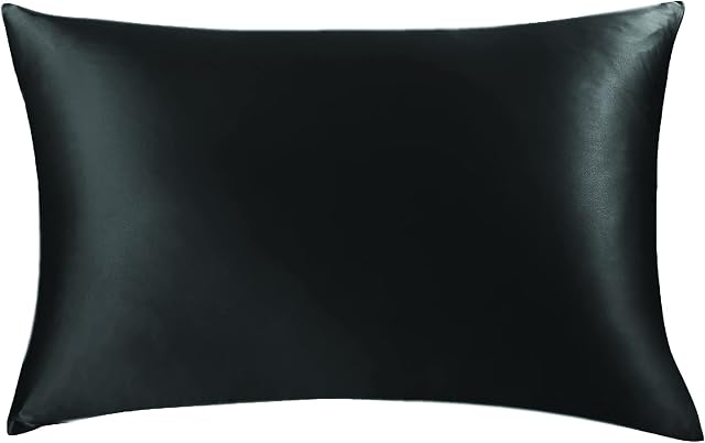 Jasmine Silk 100% 19 Momme Mulberry Charmeuse Silk Pillowcase for Hair and Skin 50 cm x 75 cm Envelope Closure - RRP £35 (BLACK)
