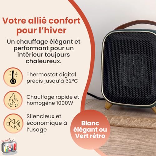 Radiateur électrique d'appoint vintage 1000W mini chauffage portable - 5