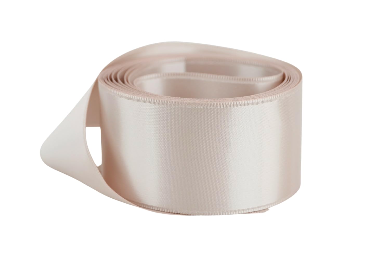 Ribbon Bazaar Double Faced Satin 1-1/2 inch Pink Sand 50 Yards 100% Polyester Ribbon