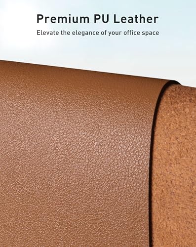 Image of Aothia Faux Leather Desk Mat - Large Mouse Pad, Non-Slip PU Leather Blotter, Waterproof Writing Surface for Office and Home (Brown, 63 inch x 17 inch)