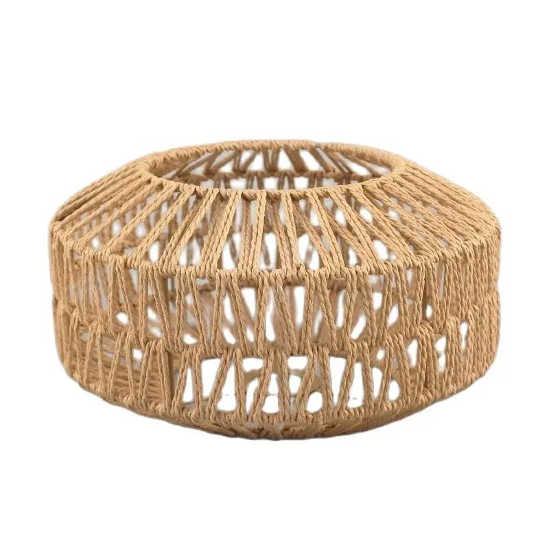1Pc New Retro Paper Rope Pendant Lamp Cover Boho Hand Weave Hanging Rustic Light Fixture Lamp Shade for Bedroom Hotel Restaurant Decor - Not Included Light Cord and Bulb