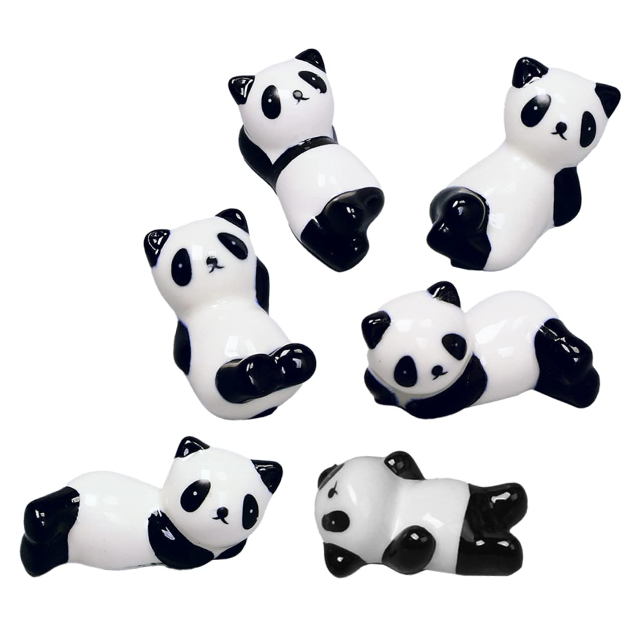 BEBEMOKO 6Pcs Adorable Ceramic Panda Chopsticks Rest Rack Stand Decorative Chopstick Holder for Panda Lovers Stylish present for Friends Family Mixed Style Design