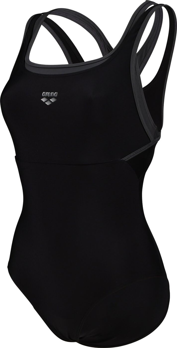 ARENA Women's Swimsuit SOLID Control HI- Black-Asphalt