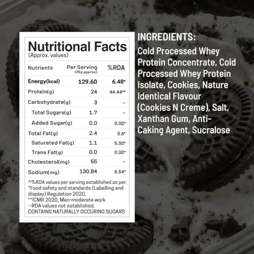 Image of Fuelled Whey Protein Powder Concentrate & Isolate with 24 g Protein, 5 g BCAA (35 g x 15 Single Serve Sachets) Lab Tested (Chocolate Cookie Crunch)