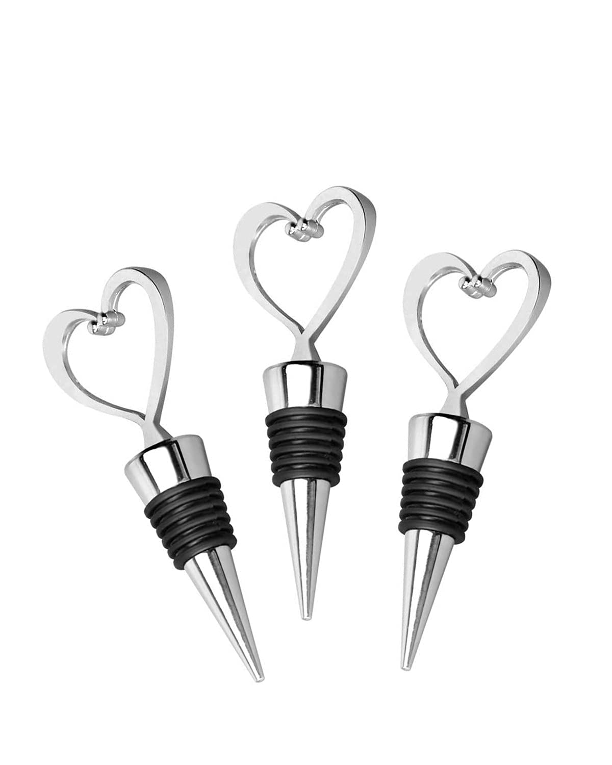 Wine Bottle Stoppers,3 Pcs Metal Heart-Shaped Bottle Stoppers Love Hearts Shaped Beer Bottle Sealer, for Sealing Wine, Champagne, Beer,Collection, Birthday, Wedding.