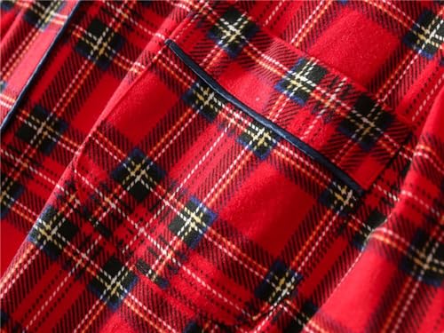Women's Long Sleeve Flannel Pajama Set Cotton Lightweight Flannel Sleepwear Soft Button Down Loungewear Pjs Set4