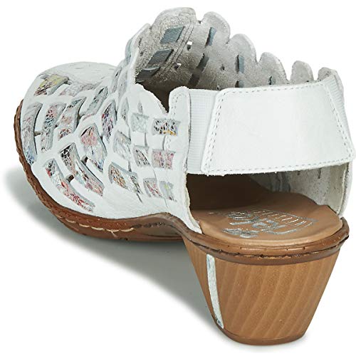 Image of Rieker 46778 Sina Women's Heels - Sling-Backs, Leather Upper, Hand-Woven Design, Anti-Stress Comfort, Flexible Sole, Secure Fit, and Timeless Everyday Style