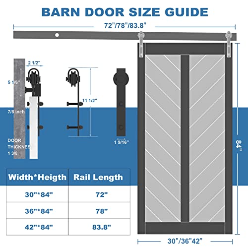 Image of 30 inch x 84 inch White Primed Sliding Barn Door with Hardware Kit Included