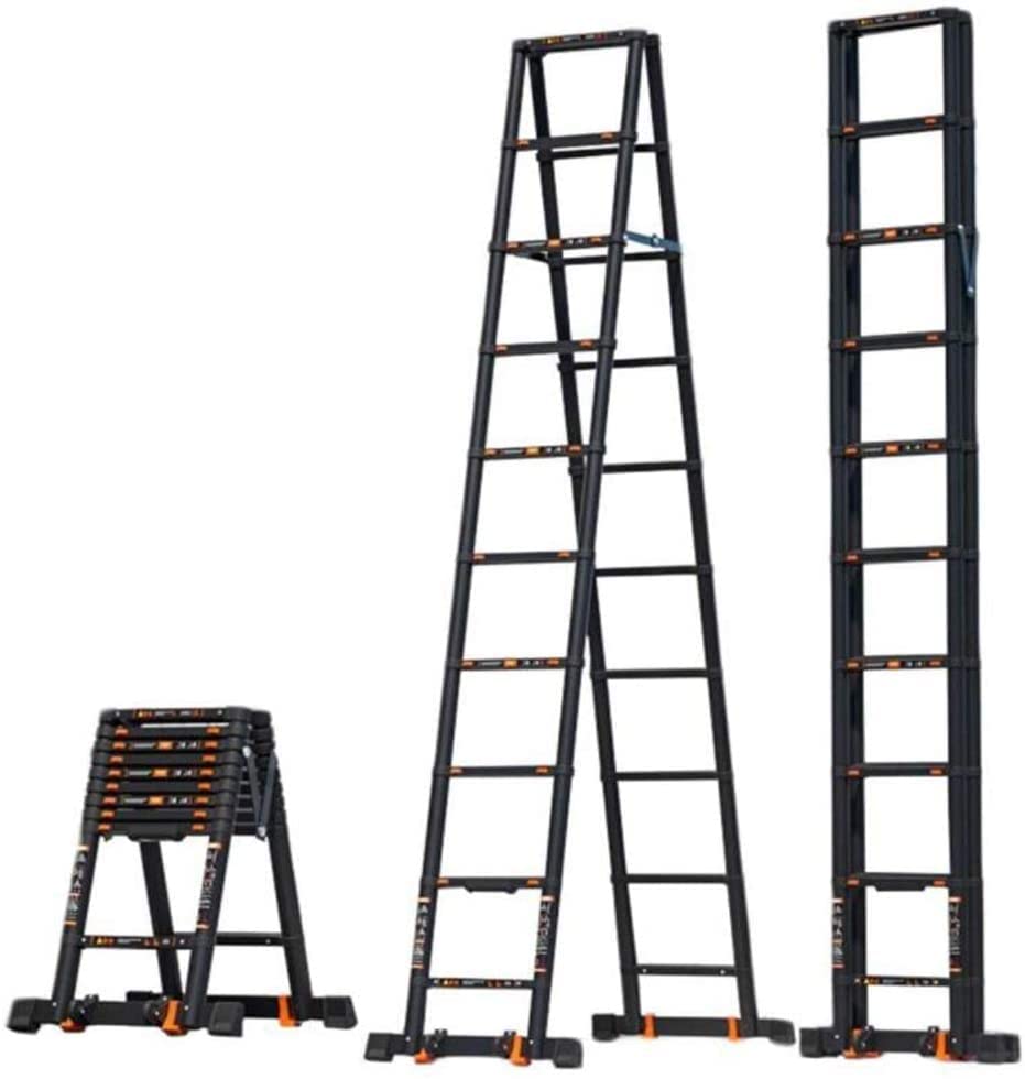 Multi-Purpose A-Frame Telescoping Ladder, Aluminum Extension Ladder with Stabilizer Bar & Wheels, Outdoor Engineering Stairs (Size : 3.9m+3.9m/12.8ft+12.8ft)