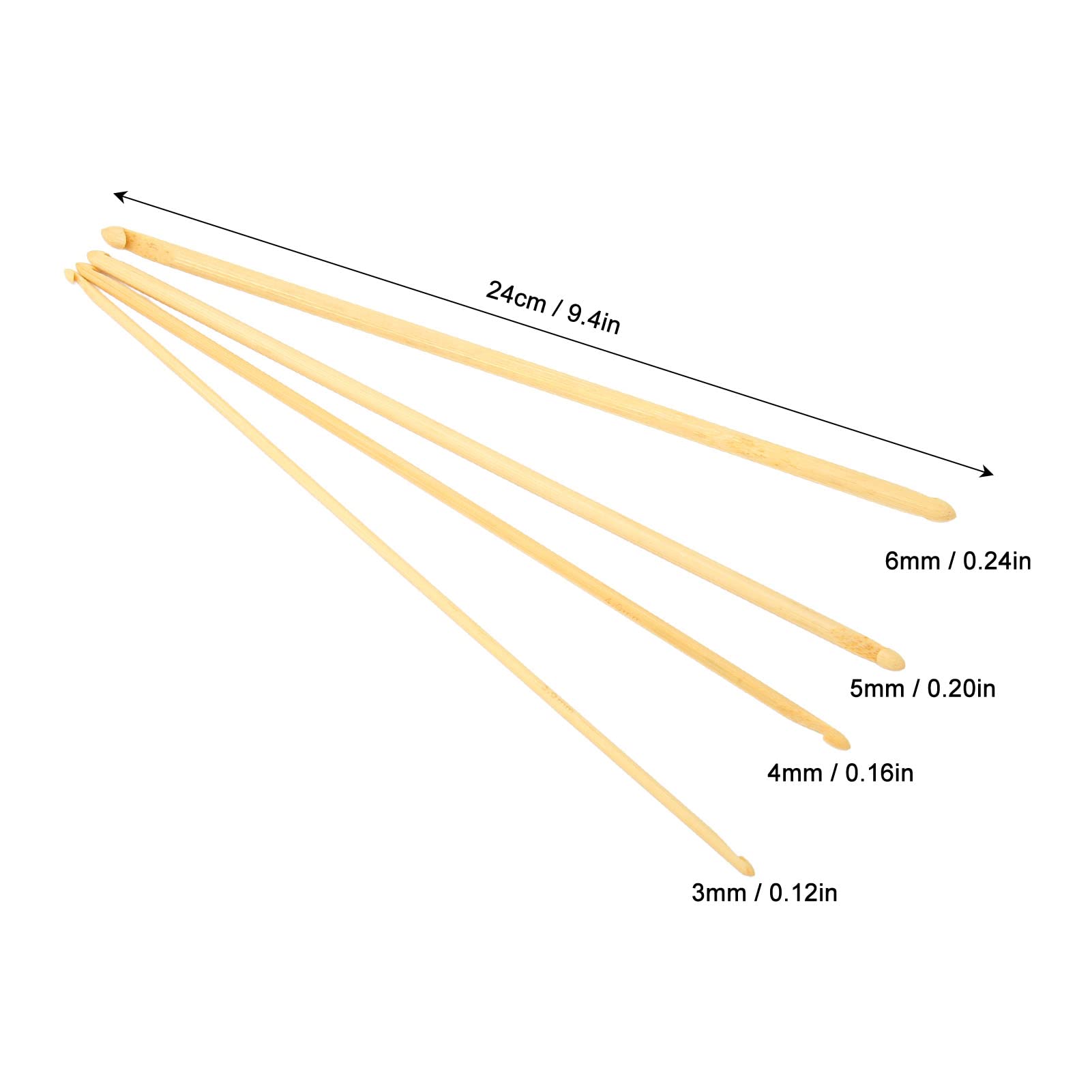 Tunisian Crochet Hooks Set, 4Pcs 9.4in Long Bamboo Double Ended Hooks Assorted Sizes for Knitting Hats Sweaters Shoes